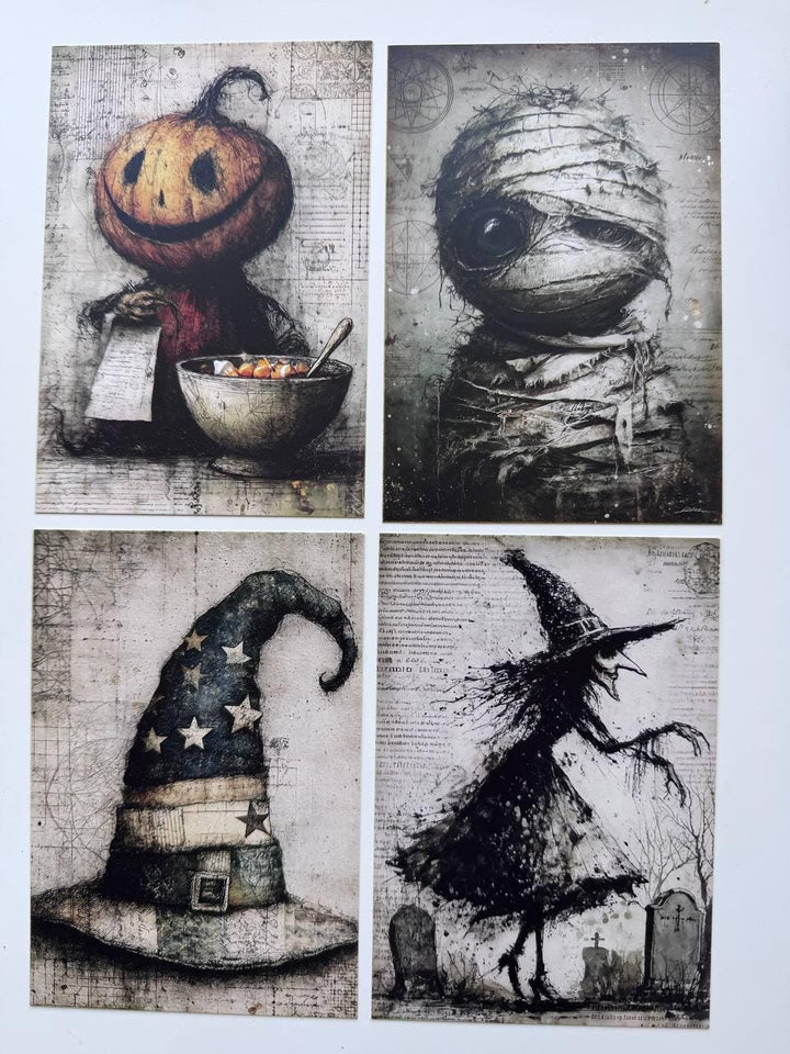 Set of 20 Spooky Halloween Cards, Gothic Journal Cards, Dark Halloween Ephemera, Junk Journal Supplies, Scrapbooking Paper, Witchy Decor