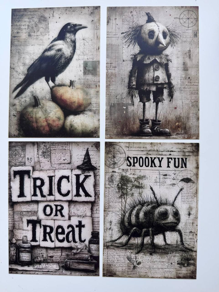Set of 20 Spooky Halloween Cards, Gothic Journal Cards, Dark Halloween Ephemera, Junk Journal Supplies, Scrapbooking Paper, Witchy Decor