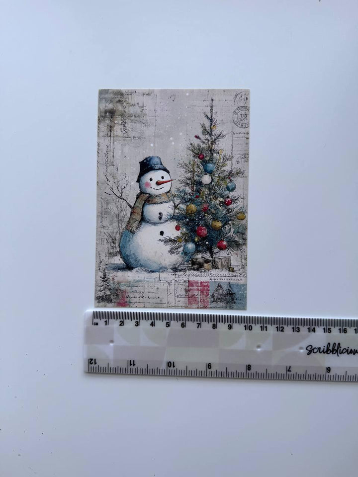 Set of 20 Winter Christmas Journal Cards, Whimsical Ephemera, Snowman & Angel Cards, Junk Journal Supplies, Scrapbooking, Winter Crafts