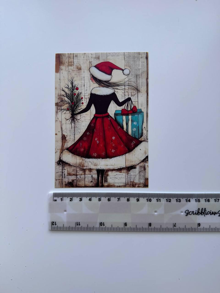 Set of 20 Christmas Journal Cards, Whimsical Santa & Snowman Cards, Vintage Christmas Ephemera, Junk Journal Scrapbooking Supplies
