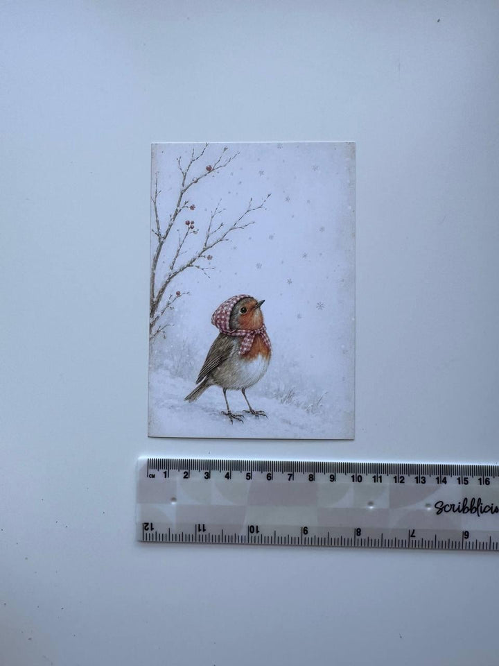 Set of 20 Christmas Robin Journal Cards, Winter Bird Cards, Vintage Christmas Ephemera, Junk Journal & Scrapbooking Supplies