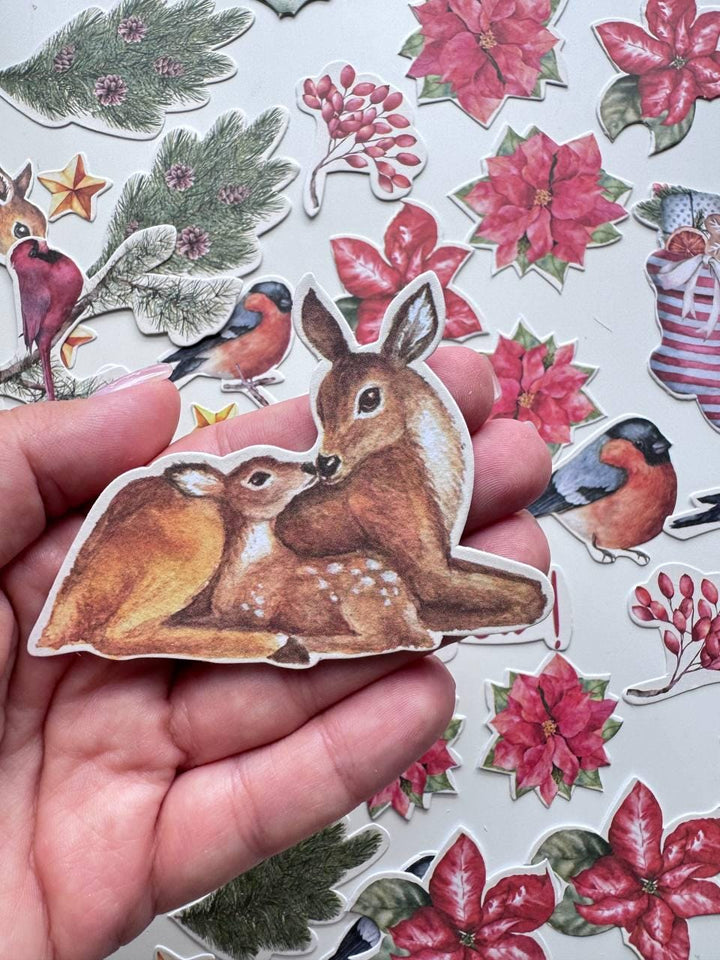53 Christmas Die Cuts, Fabrika Decoru Cardstock Ephemera, Winter Scrapbooking, Junk Journal Supplies, NOT Stickers, No Adhesive