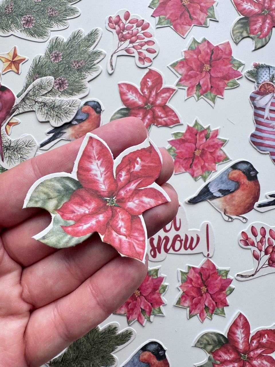 53 Christmas Die Cuts, Fabrika Decoru Cardstock Ephemera, Winter Scrapbooking, Junk Journal Supplies, NOT Stickers, No Adhesive