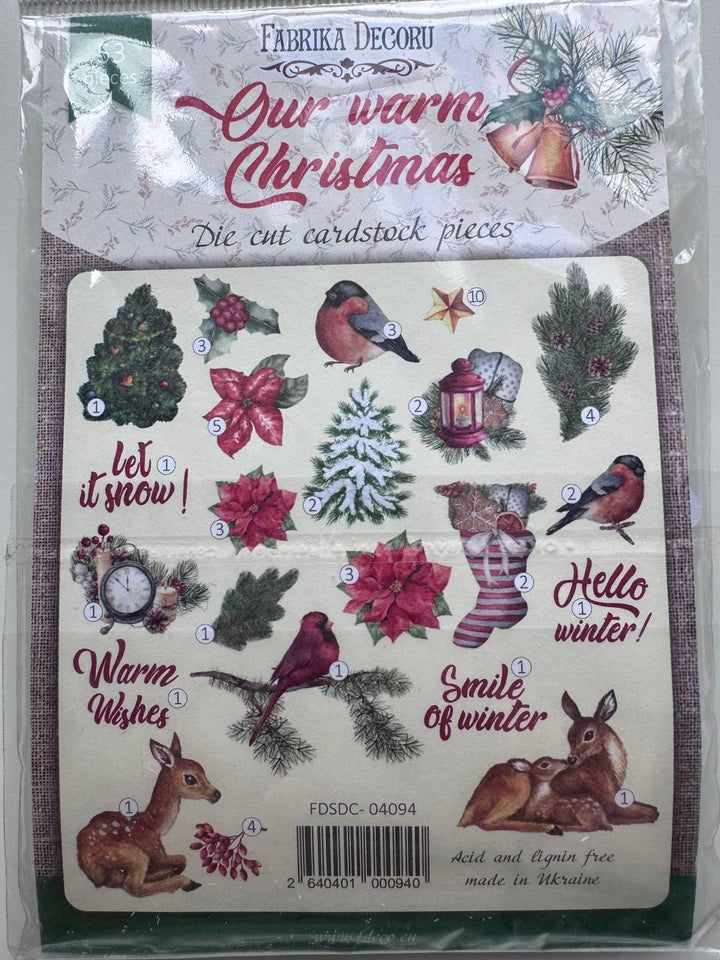 53 Christmas Die Cuts, Fabrika Decoru Cardstock Ephemera, Winter Scrapbooking, Junk Journal Supplies, NOT Stickers, No Adhesive