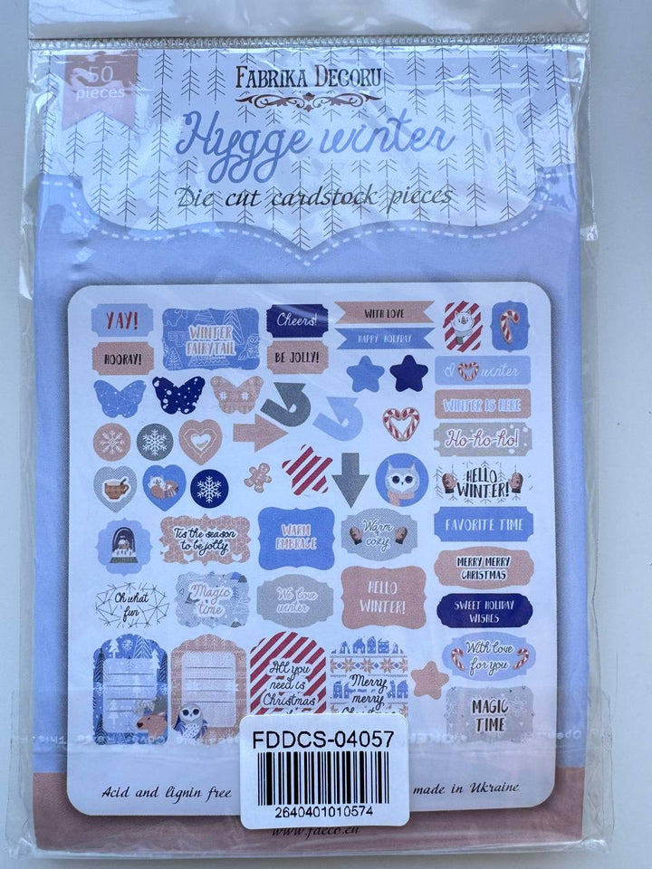 50 Hygge Winter Die Cuts, Christmas Words & Labels, Winter Ephemera, Cardstock Pieces, NOT Stickers, No Adhesive