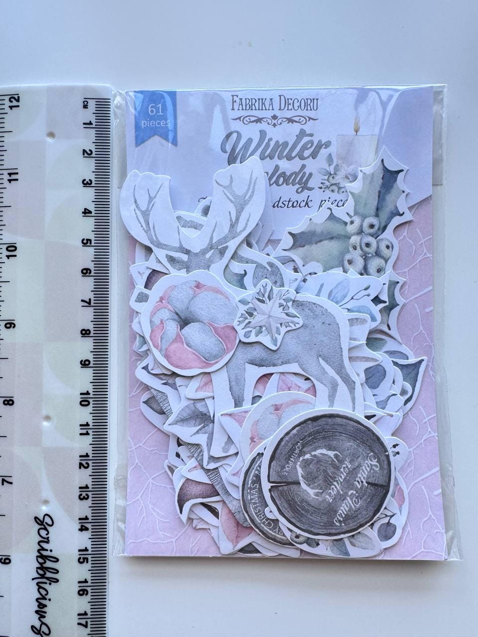 61 Winter Melody Die Cuts, Christmas Floral & Deer Ephemera, Cardstock Pieces, NOT Stickers, No Adhesive, Junk Journal