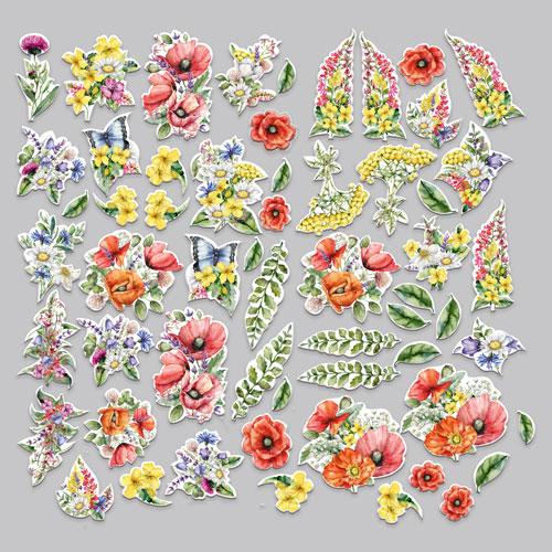 58 Summer Meadow Die Cuts, Wildflower & Butterfly Ephemera, Cardstock Pieces, NOT Stickers, No Adhesive, Junk Journal Supplies