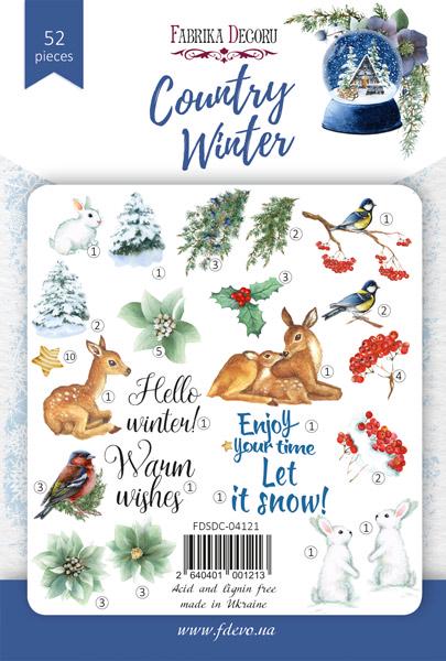 52 Winter Die Cuts, Country Winter Ephemera, Deer Rabbit Birds & Botanical Cardstock Pieces, NOT Stickers, No Adhesive