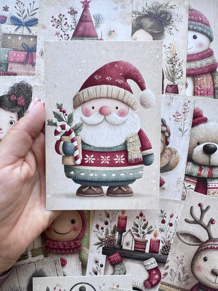 Set of 20 Christmas Postcards, Cute Santa Penguin Reindeer Cards, 10 x 14.5 cm, 20 Different Designs, Single-Sided Festive Cards