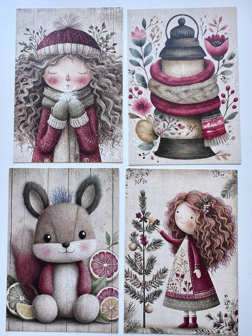 Set of 20 Christmas Postcards, Cute Santa Penguin Reindeer Cards, 10 x 14.5 cm, 20 Different Designs, Single-Sided Festive Cards