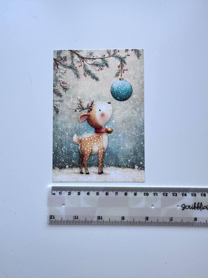 Set of 20 Woodland Christmas Postcards, Cute Deer Bunny Squirrel Cards, 10 x 14.5 cm, 20 Different Designs, Single-Sided Winter Cards