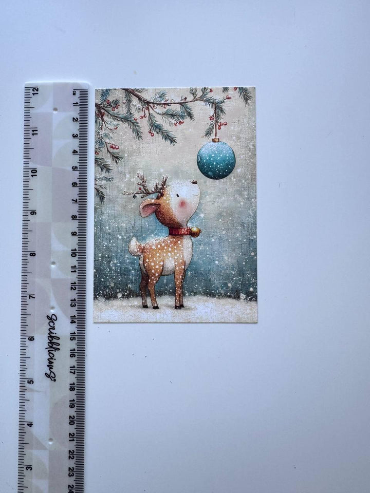 Set of 20 Woodland Christmas Postcards, Cute Deer Bunny Squirrel Cards, 10 x 14.5 cm, 20 Different Designs, Single-Sided Winter Cards