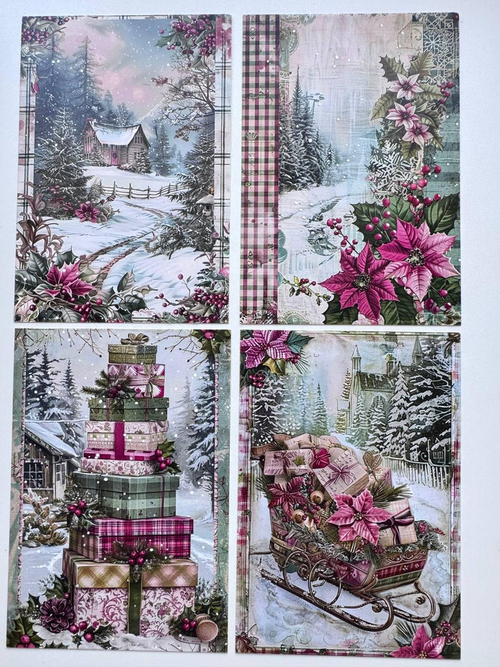Set of 20 Christmas Postcards, Santa Claus & Festive Art Cards, 10 x 14.5 cm, 20 Different Designs, Single-Sided, Junk Journal