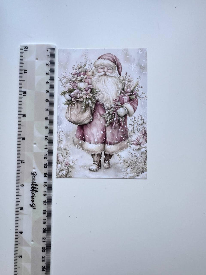 Set of 20 Pink Christmas Postcards, Winter Wonderland & Snowman Cards, 10 x 14.5 cm, 20 Different Designs, Single-Sided