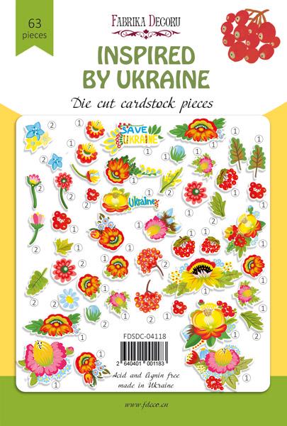 63 Ukrainian Floral Die Cuts, Inspired by Ukraine Cardstock Ephemera, Folk Flowers, NOT Stickers, No Adhesive, Scrapbook Supplies