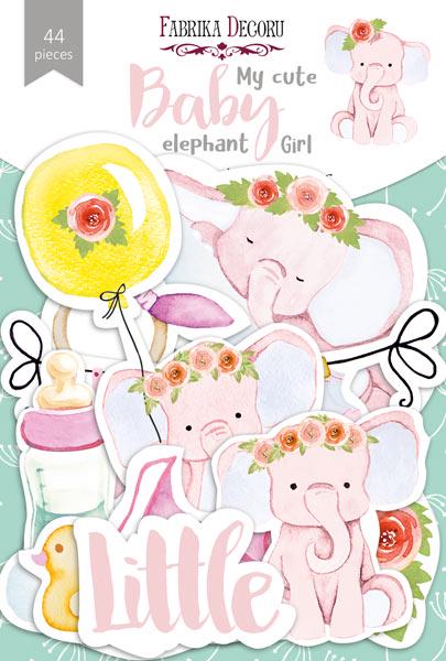 44 Baby Girl Elephant Die Cuts, Pink Baby Ephemera, New Baby Scrapbook, NOT Stickers, No Adhesive, Card Making & Junk Journal