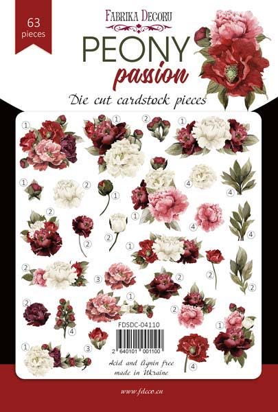 63 Peony Flower Die Cuts, Burgundy Pink Floral Ephemera, Cardstock Flowers, NOT Stickers, No Adhesive, Junk Journal Supplies