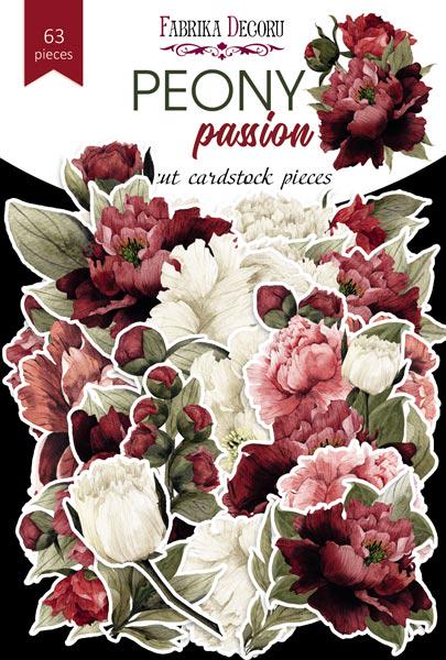 63 Peony Flower Die Cuts, Burgundy Pink Floral Ephemera, Cardstock Flowers, NOT Stickers, No Adhesive, Junk Journal Supplies