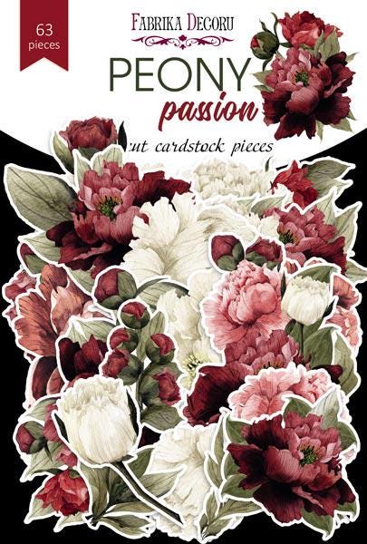 63 Peony Flower Die Cuts, Burgundy Pink Floral Ephemera, Cardstock Flowers, NOT Stickers, No Adhesive, Junk Journal Supplies