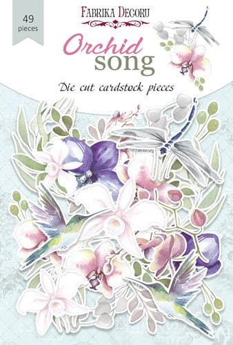 49 Orchid Flower Die Cuts, Hummingbird & Dragonfly Ephemera, Floral Scrapbooking, NOT Stickers, No Adhesive, Junk Journal