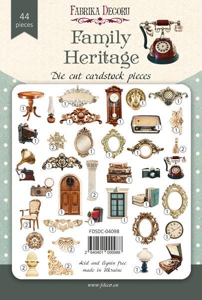 44 Family Heritage Die Cuts, Vintage Ephemera, Antique Furniture & Objects, NOT Stickers, No Adhesive, Junk Journal Supplies