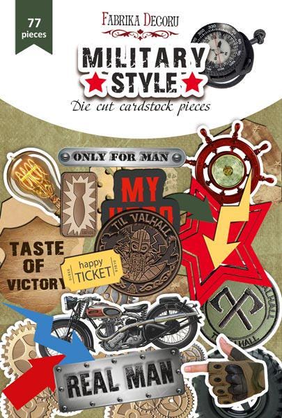 77 Military Style Die Cuts, Masculine Ephemera, Army & Motorcycle Cardstock Pieces, NOT Stickers, No Adhesive, Junk Journal
