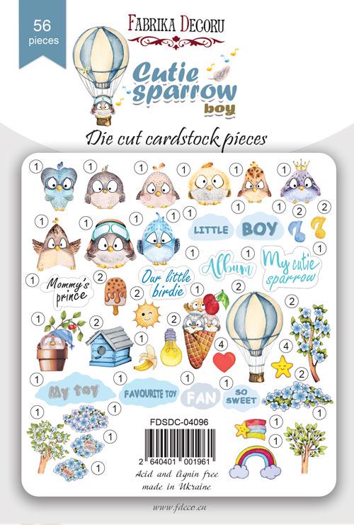 56 Cute Sparrow Boy Die Cuts, Baby Boy Scrapbook Ephemera, Cute Birds, NOT Stickers, No Adhesive, Card Making & Junk Journal