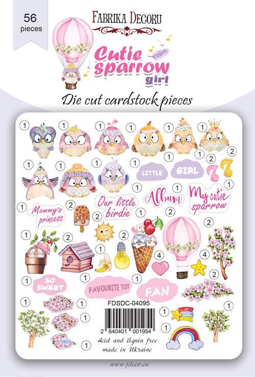 56 Cute Sparrow Girl Die Cuts, Baby Girl Scrapbook Ephemera, Cute Birds, NOT Stickers, No Adhesive, Card Making & Junk Journal