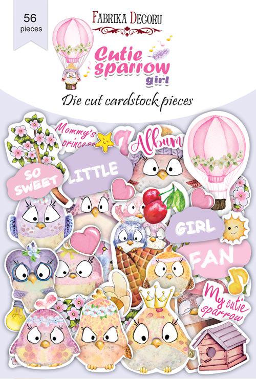 56 Cute Sparrow Girl Die Cuts, Baby Girl Scrapbook Ephemera, Cute Birds, NOT Stickers, No Adhesive, Card Making & Junk Journal