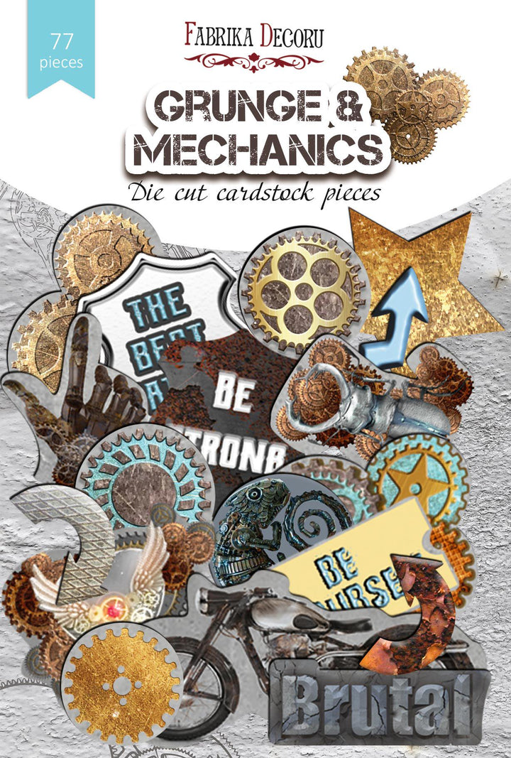 77 Grunge Mechanics Die Cuts, Steampunk Gears & Motorbike Ephemera, Masculine Scrapbooking, NOT Stickers, No Adhesive