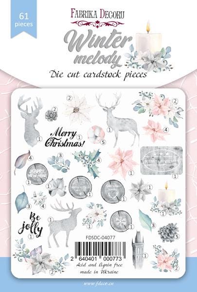 61 Winter Melody Die Cuts, Christmas Floral & Deer Ephemera, Cardstock Pieces, NOT Stickers, No Adhesive, Junk Journal