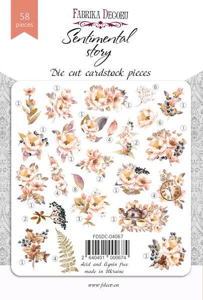 58 Sentimental Story Floral Die Cuts, Vintage Botanical Ephemera, Scrapbooking Cardstock, NOT Stickers, No Adhesive
