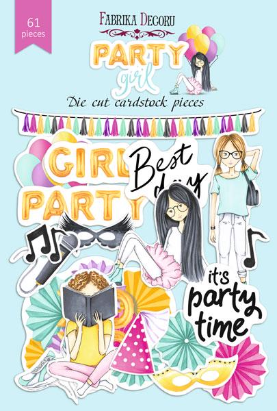 61 Party Girl Die Cuts, Birthday Party Scrapbook Ephemera, Girls & Balloons, NOT Stickers, No Adhesive
