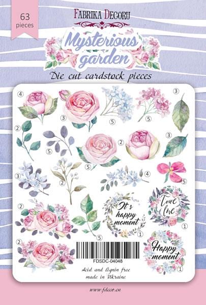 63 Mysterious Garden Floral Die Cuts, Rose Scrapbook Ephemera, Botanical Paper Crafts, NOT Stickers, No Adhesive