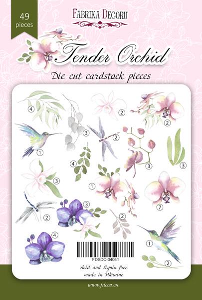 49 Tender Orchid Die Cuts, Orchid Flower & Hummingbird Ephemera, Botanical Paper Crafts, NOT Stickers, No Adhesive