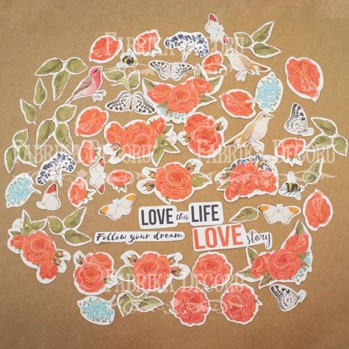 57 Red Rose Die Cuts, Floral Scrapbook Ephemera, Roses Butterflies & Birds, NOT Stickers, No Adhesive