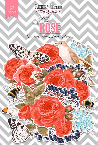57 Red Rose Die Cuts, Floral Scrapbook Ephemera, Roses Butterflies & Birds, NOT Stickers, No Adhesive