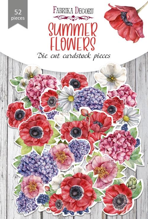 52 Summer Flowers Die Cuts, Poppy & Hydrangea Floral Scrapbook Ephemera, Paper Craft, NOT Stickers, No Adhesive