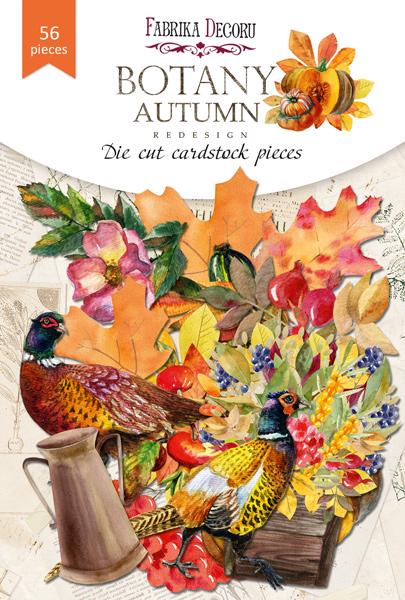 56 Botany Autumn Die Cuts, Pheasant Pumpkin & Fall Leaves Scrapbook Ephemera, NOT Stickers, No Adhesive