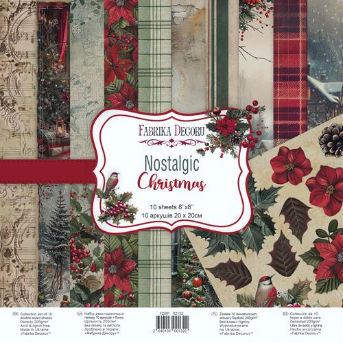 Nostalgic Christmas Scrapbook Paper 8x8, 10 Double Sided Sheets, Vintage Christmas Paper, Junk Journal Supplies