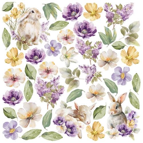Floral Sentiments Scrapbook Paper 8x8, 10 Double Sided Sheets, Floral Botanical Paper, Junk Journal Supplies