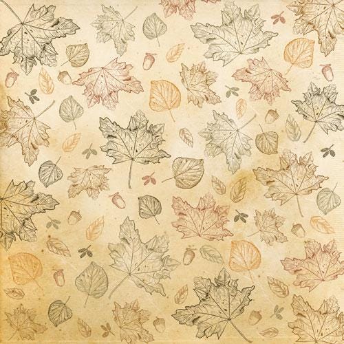 Bright Autumn Scrapbook Paper 8x8, Double Sided Autumn Paper, Fall Botanical Junk Journal Card Making Supplies