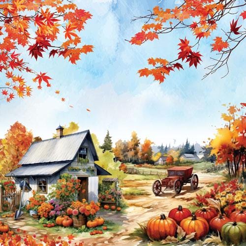 Bright Autumn Scrapbook Paper 8x8, Double Sided Autumn Paper, Fall Botanical Junk Journal Card Making Supplies