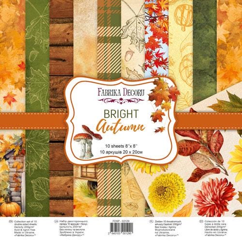 Bright Autumn Scrapbook Paper 8x8, Double Sided Autumn Paper, Fall Botanical Junk Journal Card Making Supplies