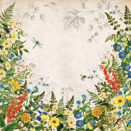 Summer Botanical Story Scrapbook Paper 8x8, Double Sided Vintage Botanical Paper, Junk Journal Craft Supplies