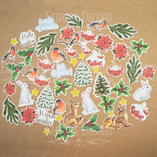 Winter Die Cuts 52 pcs, Christmas Cardstock Ephemera, Winter Animals & Birds, Scrapbooking Supplies, NOT Stickers, No Adhesive
