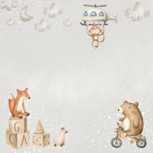 Boho Baby Boy Scrapbook Paper 8x8, Blue Nursery Paper, Baby Album, 10 Double Sided Sheets, Junk Journal & Card Making Supplies