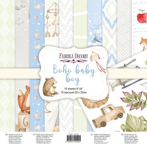 Boho Baby Boy Scrapbook Paper 8x8, Blue Nursery Paper, Baby Album, 10 Double Sided Sheets, Junk Journal & Card Making Supplies