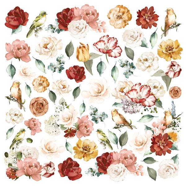 Miracle Flowers Scrapbook Paper 8x8, Floral Botanical Paper, 10 Double Sided Sheets, Junk Journal, Card Making & Craft Supplies
