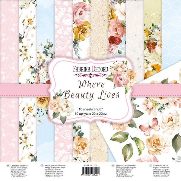 Where Beauty Lives Scrapbook Paper 8x8, Double Sided Floral Paper, Romantic Junk Journal & Card Making Supplies